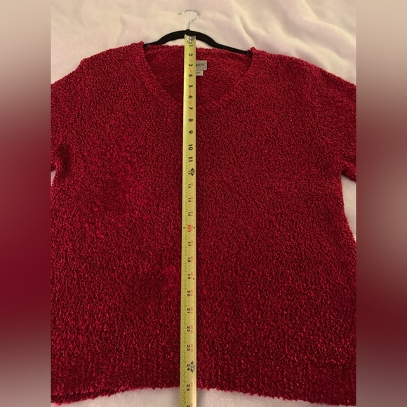 Chico’s Red Boucle V-Neck Sweater - Picture 7 of 10